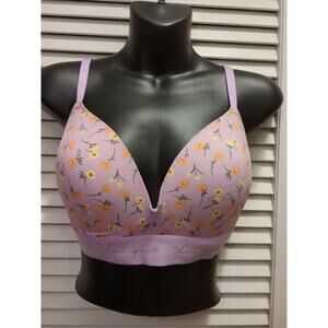 PINK VS Wear Everywhere Wireless Push-Up Bra Flowers Lavender Women's Size 34DD